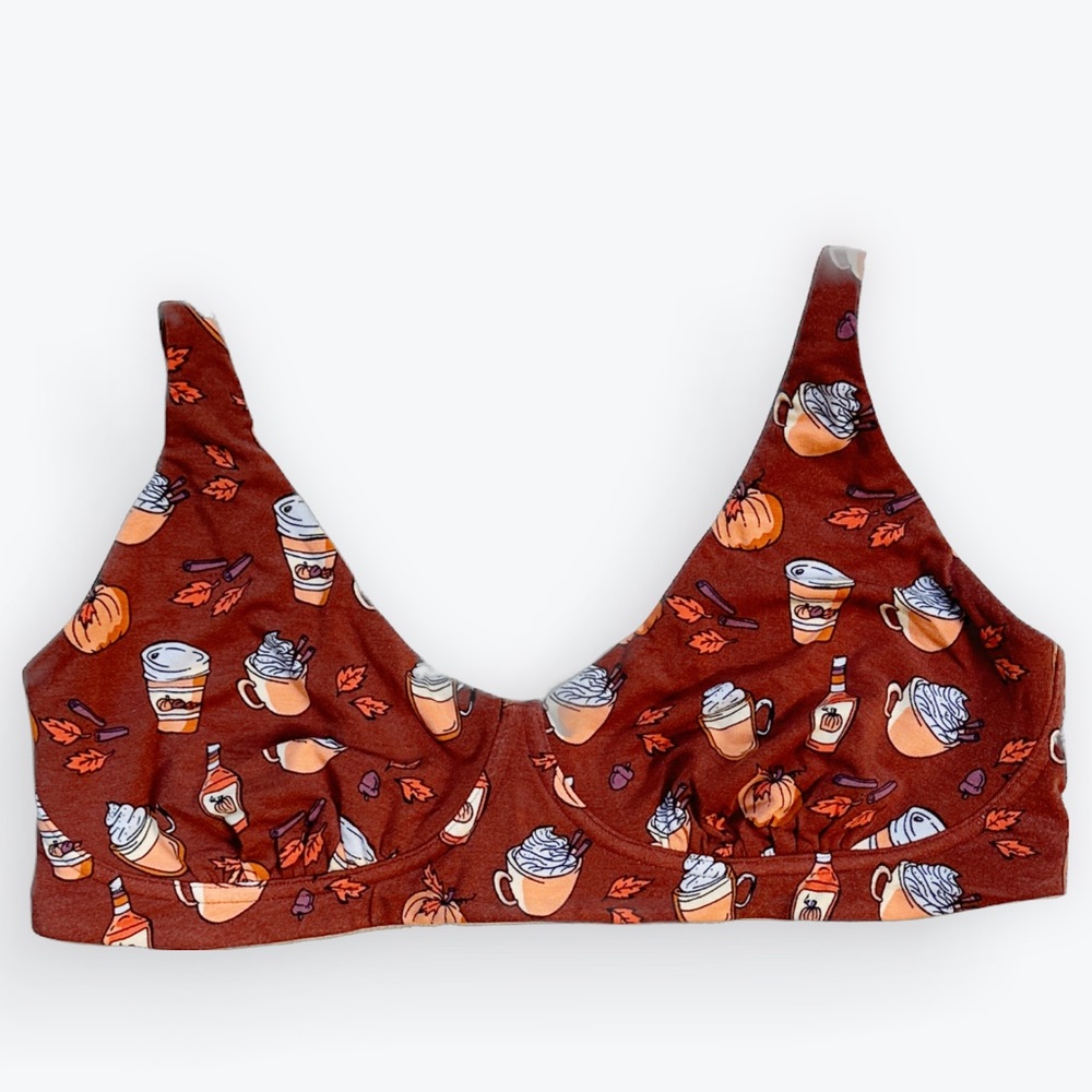 Coffee-Lovers Chocolate Brown Latte Natural Fiber Convertible Bra ~ Me Undies 2X